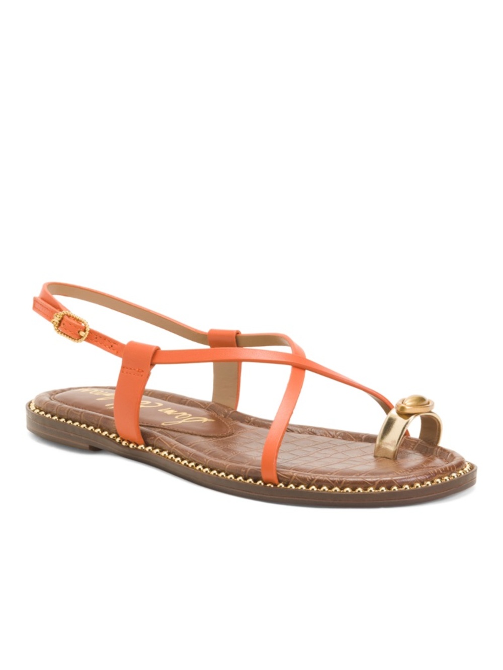 Sam Edelman Orange/Gold Leather Tenly Sandals NWT